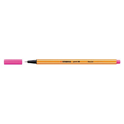 STABILO Point 88® Bolígrafo fineliner, punta fina de 0,4 mm, cuerpo naranja de polipropileno, tinta rosa - 1