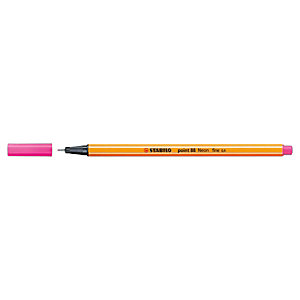 STABILO Point 88® Bolígrafo fineliner, punta fina de 0,4 mm, cuerpo naranja de polipropileno, tinta rosa neón