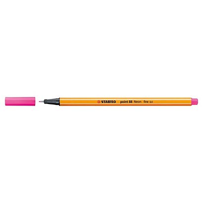 STABILO Point 88® Bolígrafo fineliner, punta fina de 0,4 mm, cuerpo naranja de polipropileno, tinta rosa neón - 1