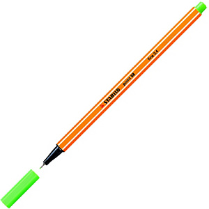 STABILO Point 88® Bolígrafo fineliner, punta fina de 0,4 mm, cuerpo naranja de polipropileno, tinta verde hoja