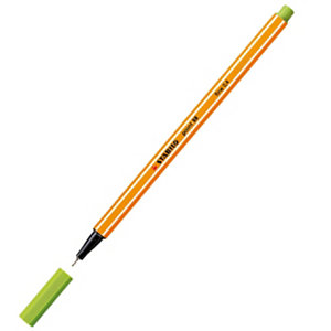 STABILO Point 88® Bolígrafo fineliner, punta fina de 0,4 mm, cuerpo naranja de polipropileno, tinta verde manzana