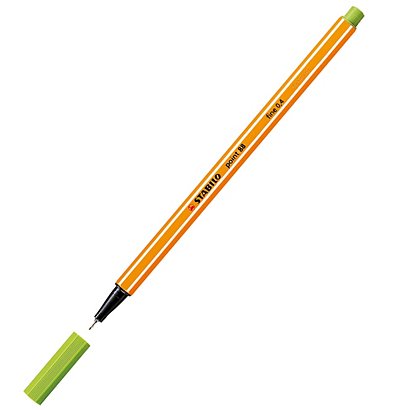 STABILO Point 88® Bolígrafo fineliner, punta fina de 0,4 mm, cuerpo naranja de polipropileno, tinta verde manzana - 1