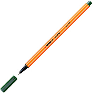 STABILO Point 88® Bolígrafo fineliner, punta fina de 0,4 mm, cuerpo naranja de polipropileno, tinta verde oliva