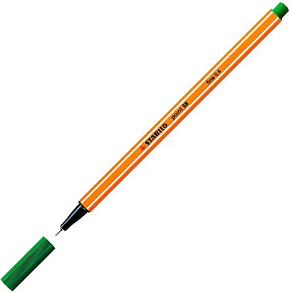 STABILO Point 88® Bolígrafo fineliner, punta fina de 0,4 mm, cuerpo naranja de polipropileno, tinta verde pino - 1