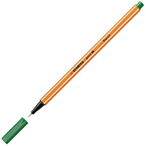 STABILO Point 88 Bolígrafo fineliner, punta fina de 0,4 mm, cuerpo naranja de polipropileno, tinta verde