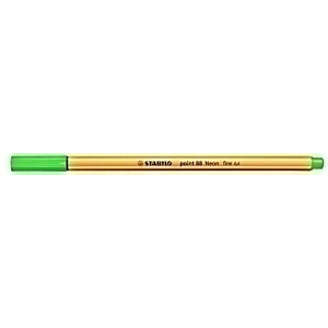 STABILO Point 88® Bolígrafo fineliner, punta fina de 0,4 mm, cuerpo naranja de polipropileno, tinta verde neón STABILO Point 88® Bolígrafo fineliner, punta fina de 0,4 mm, cuerpo naranja de polipropileno, tinta verde neón