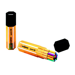 STABILO Point 88® Bolígrafo fineliner, punta fina, cuerpo naranja, colores de tinta variados