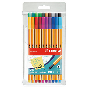 STABILO Point 88® Bolígrafo fineliner, punta fina de 0,4 mm, cuerpo naranja de polipropileno, colores surtidos STABILO Point 88® Bolígrafo fineliner, punta fina de 0,4 mm, cuerpo naranja de polipropileno, colores surtidos