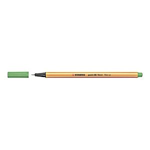 STABILO Point 88® Bolígrafo fineliner, punta fina de 0,4 mm, cuerpo naranja de polipropileno, tinta verde neón STABILO Point 88® Bolígrafo fineliner, punta fina de 0,4 mm, cuerpo naranja de polipropileno, tinta verde neón