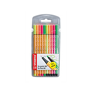 STABILO Point 88 / Pen 68, Rotuladores de punta de fibra, punta mediana, cuerpo de polipropileno en colores surtidos, 10 colores surtidos STABILO Point 88 / Pen 68, Rotuladores de punta de fibra, punta mediana, cuerpo de polipropileno en colores surtidos, 10 colores surtidos
