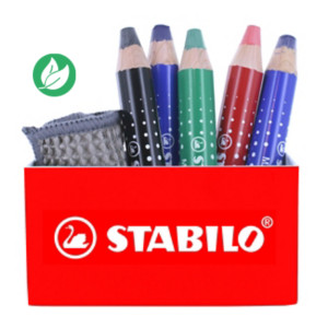 STABILO Pot aimanté équipé de 5 STABILO MARKDry + 1 chiffonnette STABILO Pot aimanté équipé de 5 STABILO MARKDry + 1 chiffonnette