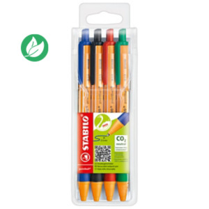 STABILO Stylo bille rétractable pointball pointe moyenne - Couleurs d'encre assorties : noir, bleu, vert, rouge STABILO Stylo bille rétractable pointball pointe moyenne - Couleurs d'encre assorties : noir, bleu, vert, rouge