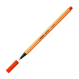 STABILO Stylo-feutre, Point 88, pointe fine (0,4 mm), corps en polypropylène orange, encre rouge