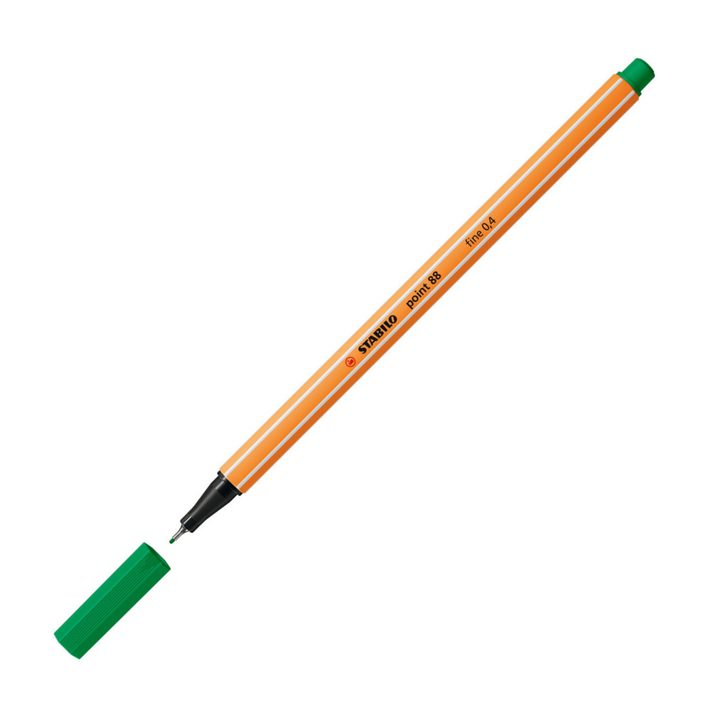 Lot de 2 - STABILO Stylo-feutre, Point 88, pointe fine (0,4 mm), corps en polypropylène orange, encre verte