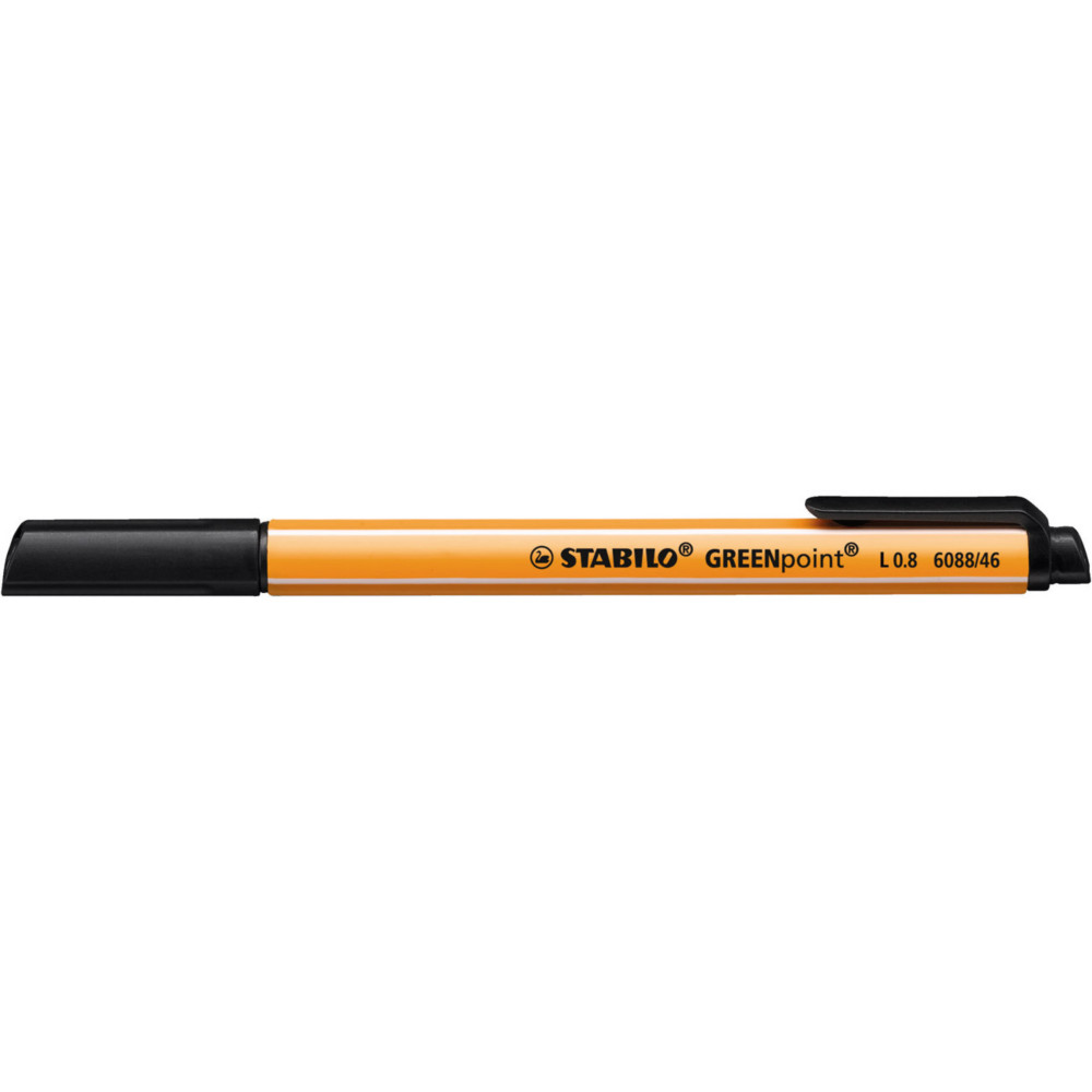 Lot de 2 - STABILO Stylo-feutre avec pointe en fibres, GREENpoint, pointe large, corps en plastique orange, encre noire