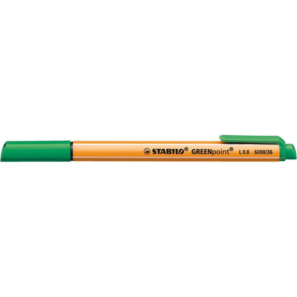 Lot de 2 - STABILO Stylo-feutre avec pointe en fibres, GREENpoint, pointe large, corps en plastique orange, encre verte