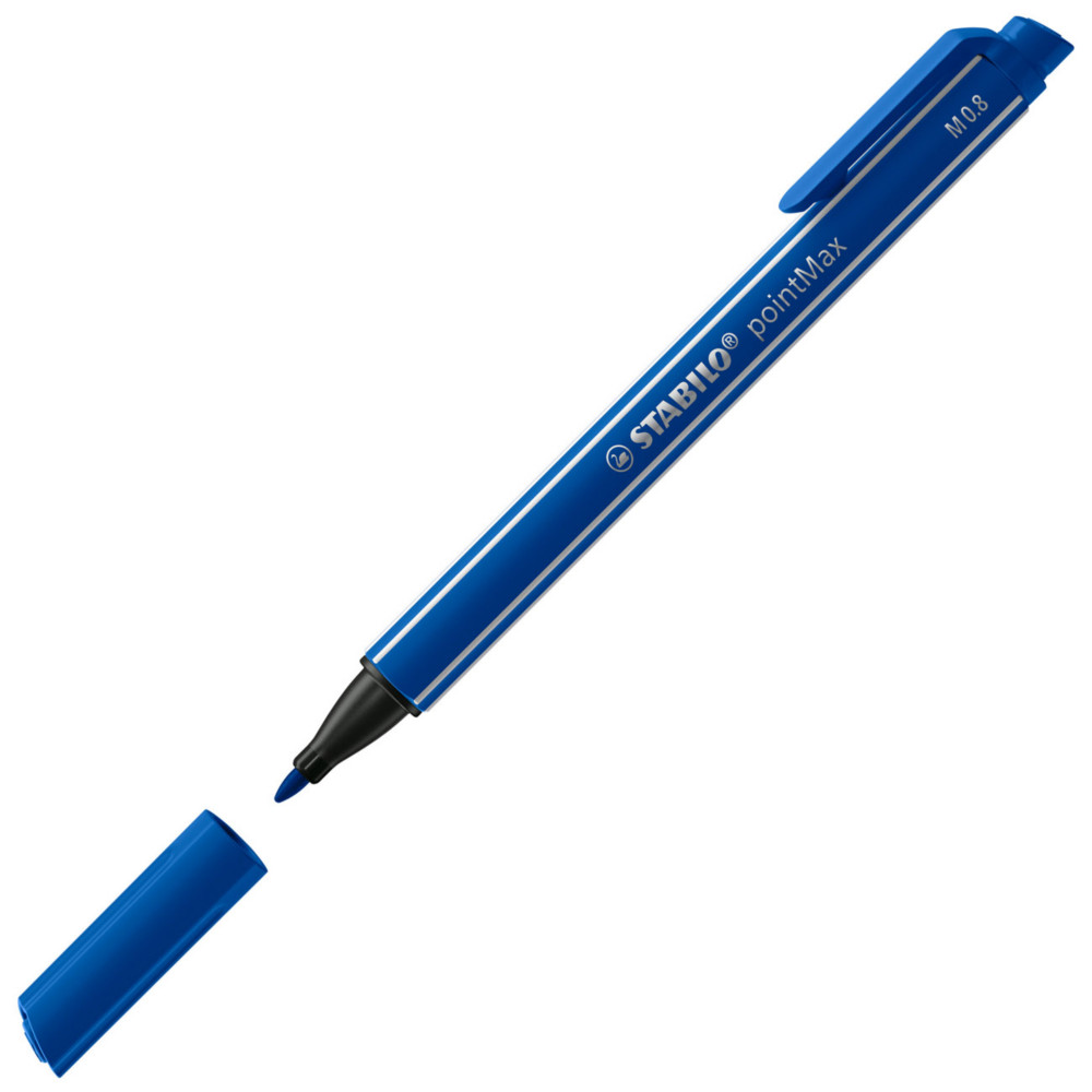 Lot de 2 - STABILO Stylo-feutre, PointMAX, pointe large 0,8 mm en nylon - Bleu
