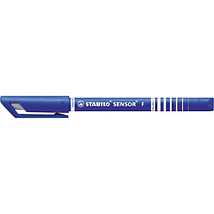 STABILO Stylo-feutre, Sensor, pointe super fine, corps en polypropylène bleu, encre bleue