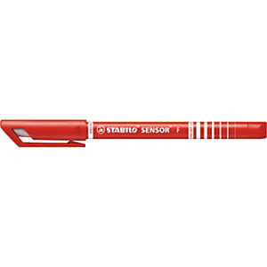 STABILO Stylo-feutre, Sensor, pointe super fine, corps en polypropylène rouge, encre rouge