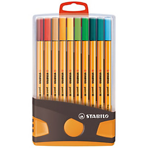 STABILO Stylo-feutres Point 88, ColorParade, étui de 20 feutres pointes fines (0,4 mm), couleurs d'e