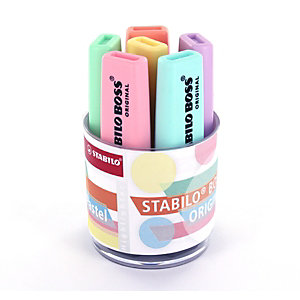 STABILO Surligneur BOSS® ORIGINAL, Pointe biseautée 2 - 5 mm, 6 coloris pastel