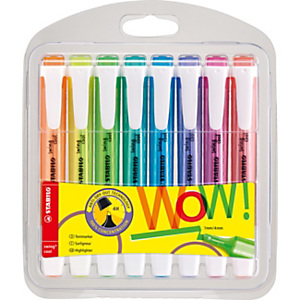 STABILO swing cool Surligneurs pointe biseautée 1 et 4 mm - Coloris assortis fluos - Pochette de 8 STABILO swing cool Surligneurs pointe biseautée 1 et 4 mm - Coloris assortis fluos - Pochette de 8