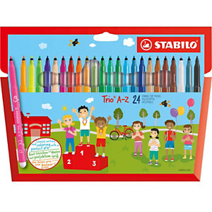 STABILO Trio® A-Z, 378/1-24-01, Bolígrafo de punta de fibra, 0,7 mm, colores surtidos, pack de 24