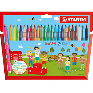 STABILO Trio® A-Z, 378/1-24-01, Bolígrafo de punta de fibra, 0,7 mm, colores surtidos, pack de 24 STABILO Trio® A-Z, 378/1-24-01, Bolígrafo de punta de fibra, 0,7 mm, colores surtidos, pack de 24