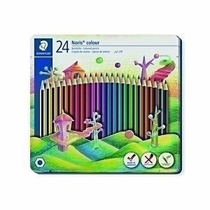 STAEDTLER 185 Noris Colours Wopex Lápices de colores, hexagonal, estuche de 24, colores surtidos STAEDTLER 185 Noris Colours Wopex Lápices de colores, hexagonal, estuche de 24, colores surtidos