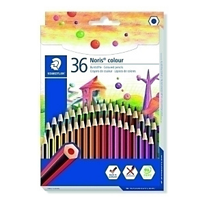STAEDTLER 185 Noris Colours Wopex Lápices de colores, hexagonal, estuche de 36, colores surtidos STAEDTLER 185 Noris Colours Wopex Lápices de colores, hexagonal, estuche de 36, colores surtidos