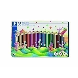STAEDTLER 185 Noris Colours Wopex Lápices de colores, hexagonal, estuche metal de 36, colores surtidos STAEDTLER 185 Noris Colours Wopex Lápices de colores, hexagonal, estuche metal de 36, colores surtidos