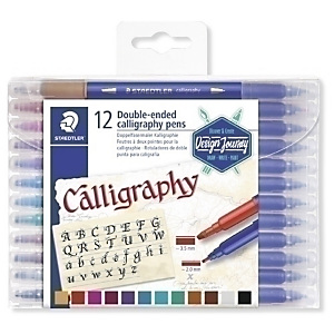 STAEDTLER 3005 Design Journey Rotulador punta de fibra, doble punta, dos puntas, para caligrafía, estuche de 12, colores surtidos STAEDTLER 3005 Design Journey Rotulador punta de fibra, doble punta, dos puntas, para caligrafía, estuche de 12, colores surtidos