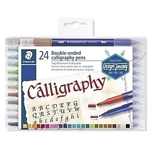 STAEDTLER 3005 Design Journey Rotulador punta de fibra, doble punta, dos puntas, para caligrafía, estuche de 24, colores surtidos STAEDTLER 3005 Design Journey Rotulador punta de fibra, doble punta, dos puntas, para caligrafía, estuche de 24, colores surtidos