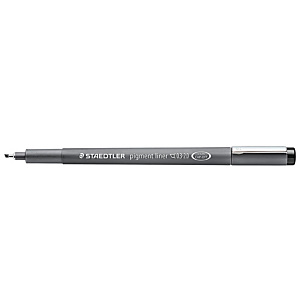 Staedtler 308 Pigment Liner Rotulador fineliner calibrado, punta fina biselada de 0,3-2 mm, cuerpo gris, tinta negra