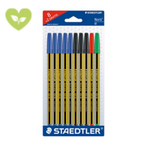STAEDTLER 8 Penne a sfera Noris Stick 434, Punta media, Tratto da 0,5 mm, Fusto nero e giallo, Colori Assortiti + 2 in omaggio STAEDTLER 8 Penne a sfera Noris Stick 434, Punta media, Tratto da 0,5 mm, Fusto nero e giallo, Colori Assortiti + 2 in omaggio