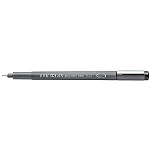 Staedtler Bolígrafo fineliner pigmento delineador 308, calibrado, punta superfina, cuerpo gris, tinta negra