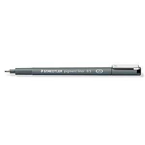 Staedtler Bolígrafo fineliner pigmento delineador 308, calibrado, punta superfina, cuerpo gris, tinta negra