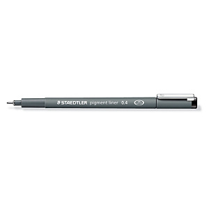 Staedtler Bolígrafo fineliner pigmento delineador, calibrado, punta fina, cuerpo gris, tinta negra