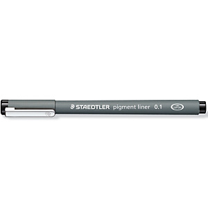 Staedtler Bolígrafo fineliner pigmento delineador, calibrado, punta superfina, cuerpo gris, tinta negra