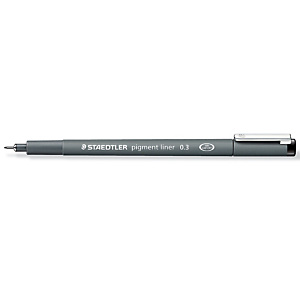 Staedtler Bolígrafo fineliner pigmento delineador, calibrado, punta superfina, cuerpo gris, tinta negra