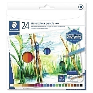 STAEDTLER Design Journey 146 10C Lápices de colores acuarelables, hexagonales, Caja de 24, colores surtidos