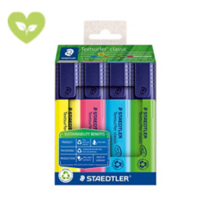 STAEDTLER Evidenziatore Textsurfer® classic, Punta a scalpello, Tratto 1 - 5 mm, Colori Assortiti (confezione 4 pezzi) STAEDTLER Evidenziatore Textsurfer® classic, Punta a scalpello, Tratto 1 - 5 mm, Colori Assortiti (confezione 4 pezzi)