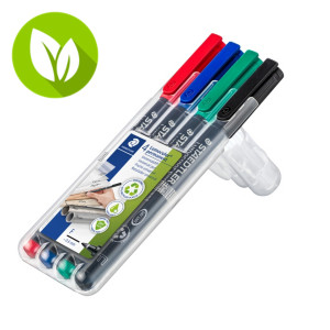 STAEDTLER Lumocolor 318 (F)  Rotulador permanente, punta ojival, 0,6 mm, azul, rojo, negro, verde