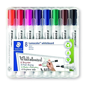 STAEDTLER Lumocolor 351-S, rotulador para pizarra blanca, punta ojival, 2 mm, caja de 8, colores surtidos STAEDTLER Lumocolor 351-S, rotulador para pizarra blanca, punta ojival, 2 mm, caja de 8, colores surtidos
