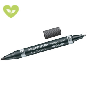 STAEDTLER Lumocolor Duo 348, Marcatore permanente, Punta fine e Punta media, 0,6 mm - 1,5 mm, Nero (confezione 10 pezzi)