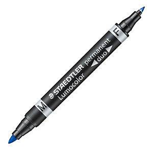 STAEDTLER Lumocolor Duo Rotulador permanente, punta doble, 0,6 mm-1,5 mm, azul