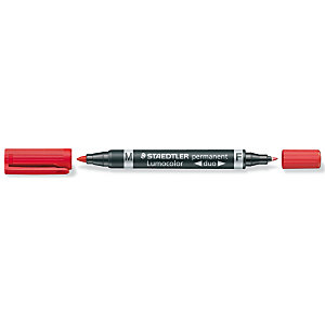 STAEDTLER Lumocolor Duo Rotulador permanente, punta doble, 0,6 mm-1,5 mm, rojo