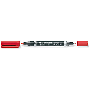 STAEDTLER Lumocolor Duo Rotulador permanente, punta doble, 0,6 mm-1,5 mm, rojo STAEDTLER Lumocolor Duo Rotulador permanente, punta doble, 0,6 mm-1,5 mm, rojo