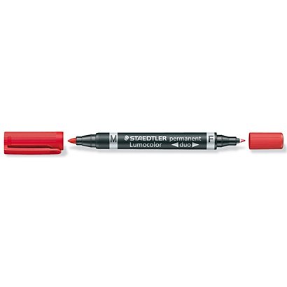 STAEDTLER Lumocolor Duo Rotulador permanente, punta doble, 0,6 mm-1,5 mm, rojo - 1