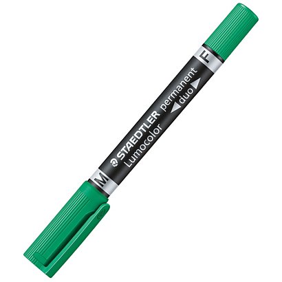 STAEDTLER Lumocolor Duo Rotulador permanente, punta doble, 0,6 mm-1,5 mm, verde - 1